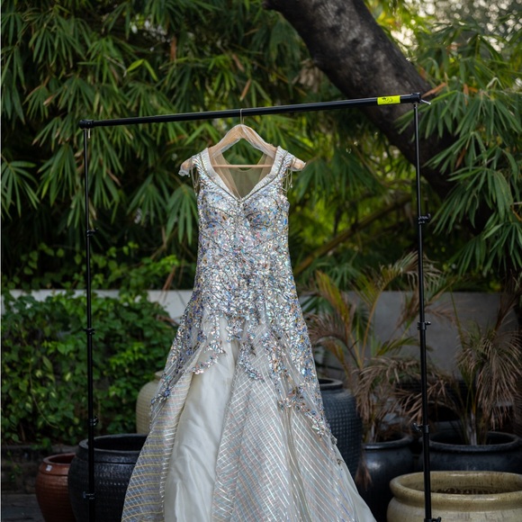 Stunning White and Silver Embellished Wedding Dress - Picture 4 of 12